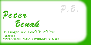 peter benak business card